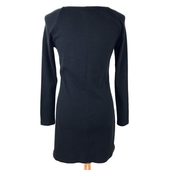 Leith Black Ribbed Long Sleeve Sheath Dress Large - Picture 5 of 6